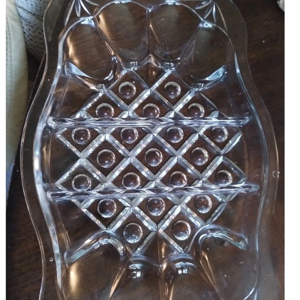 Vintage Clear Glass Divided Relish Tray‎ Candy Nut Serving Platter Dish